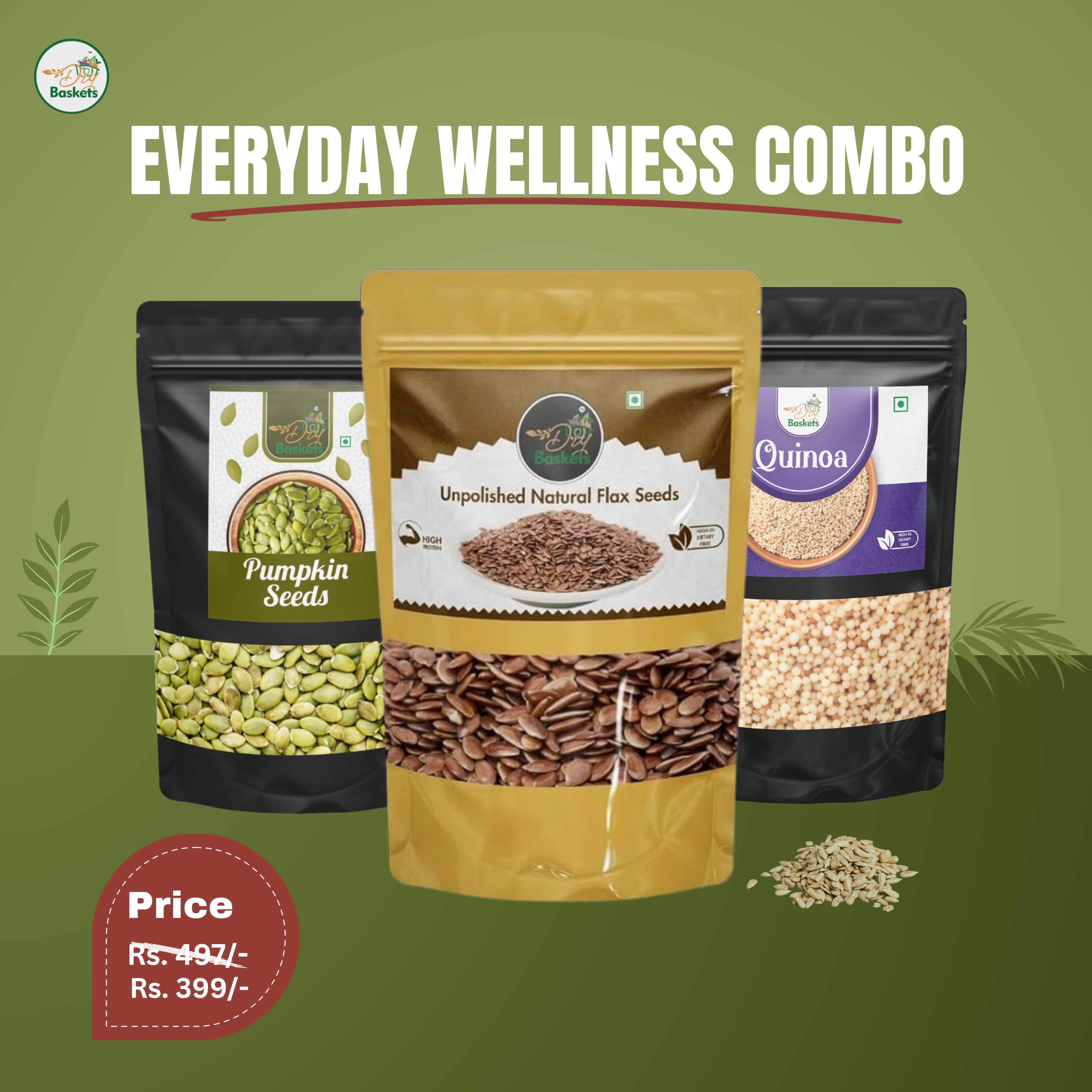 Everyday Wellness Combo – Flax Seeds + Pumpkin Seeds + Quinoa